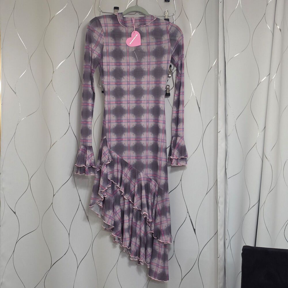 Dolls Kill Sugar Thrillz Plaid Mesh Dress - Picture 2 of 12